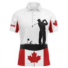 Load image into Gallery viewer, Mens golf polo shirt custom Canadian flag patriotic golf shirt for men, golfing attire male NQS6746