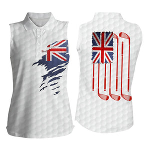 Womens sleeveless polo shirt New Zealand flag patriot vintage flag golf clubs golf shirt women NQS4469