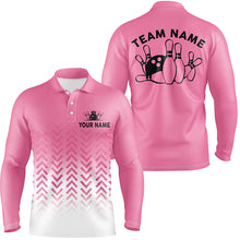 Load image into Gallery viewer, Retro bowling polo shirts for men custom team shirts bowling jerseys, gifts for bowlers | Pink NQS6938