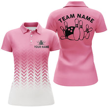 Load image into Gallery viewer, Retro bowling polo shirts for women custom team shirts bowling jerseys, gifts for bowlers | Pink NQS6938