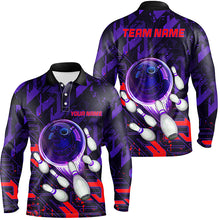Load image into Gallery viewer, Mens Bowling polo shirts Custom purple red abstract Bowling Team league Jerseys, bowling gifts NQS7101