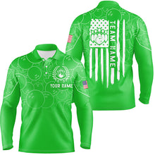 Load image into Gallery viewer, Green bowling camo Mens polo bowling shirts Custom American flag patriotic bowling team league jerseys NQS7216