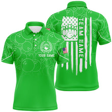 Load image into Gallery viewer, Green bowling camo Mens polo bowling shirts Custom American flag patriotic bowling team league jerseys NQS7216