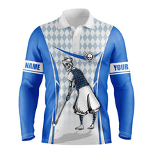 Load image into Gallery viewer, Golf polo personalized skull blue camo pattern golf shirt for men gifts for golf lovers NQS3380