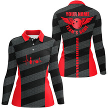 Load image into Gallery viewer, Women bowling polo shirts custom bowling team shirts for bowlers, team bowling jerseys | Red NQS7219