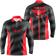 Load image into Gallery viewer, Bowling polo shirts for men custom bowling team shirts for bowlers, team bowling jerseys | Red NQS7219