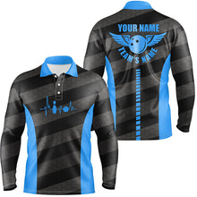 Load image into Gallery viewer, Bowling polo shirts for men custom bowling team shirts for bowlers, team bowling jerseys | Blue NQS7220