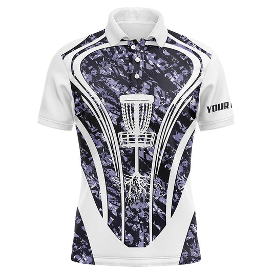 Mens golf polo shirts custom purple camo disc golf basket jersey, disc golf apparel NQS7225