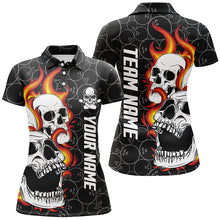 Load image into Gallery viewer, Black camo Bowling polo shirts for women custom flame skull Bowling team league jerseys NQS6495