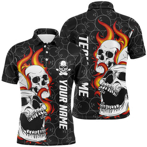 Black camo Bowling polo shirts for men custom flame skull Bowling team league jerseys NQS6495