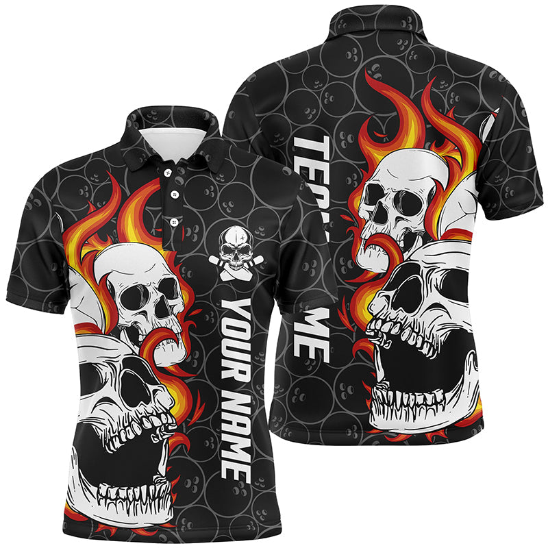 Black camo Bowling polo shirts for men custom flame skull Bowling team league jerseys NQS6495