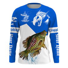 Load image into Gallery viewer, Angry Crappie fishing Custom Long sleeve Fishing Shirt, Crappie Fish skeleton fishing jerseys | Blue NQS4248