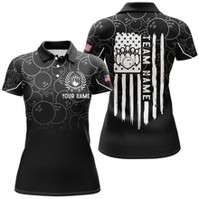 Load image into Gallery viewer, Black bowling camo Women bowling polo shirt Custom American flag patriotic bowling team league jerseys NQS6760