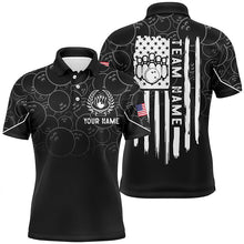 Load image into Gallery viewer, Black bowling camo Mens polo bowling shirts Custom American flag patriotic bowling team league jerseys NQS6760