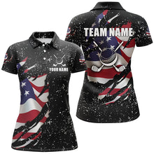 Load image into Gallery viewer, American flag black grunge pattern golf clubs Womens golf polo shirts custom ladies golf tops NQS7227