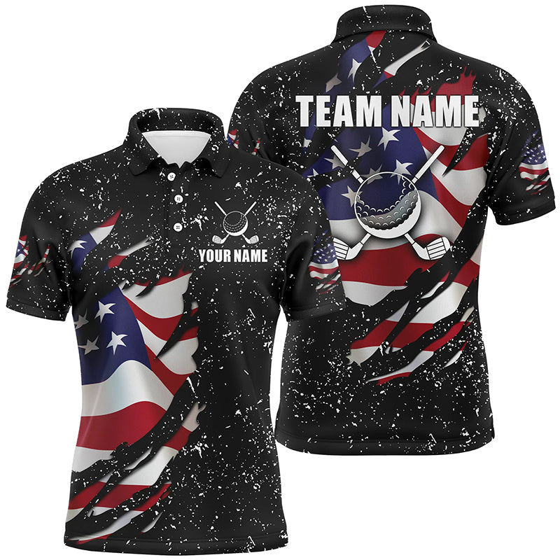 American flag black grunge pattern golf clubs Mens golf polo shirts custom best mens golf tops NQS7227