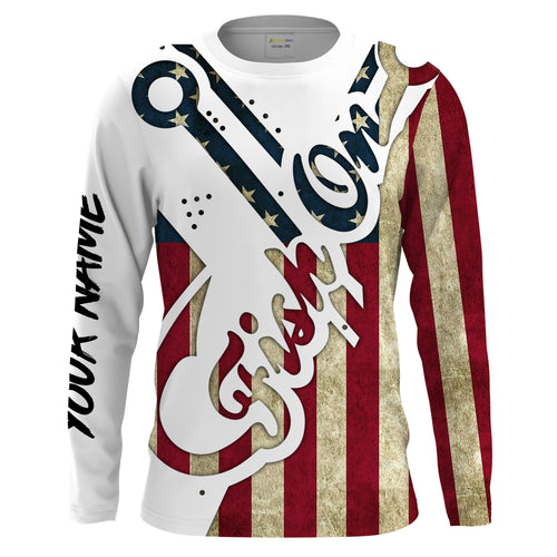 American Flag Tuna Long Sleeve Fishing Shirts, Custom Patriotic