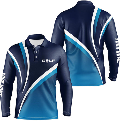 Mens golf polo shirts custom name men's golf polos, tournament golf tops for mens | Blue NQS6510