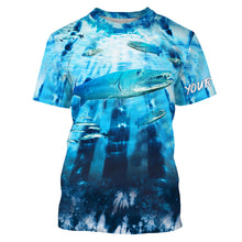 Load image into Gallery viewer, Great Barracuda Fishing blue tie dye Custom name fishing shirts for men, custom fishing apparel NQS3138