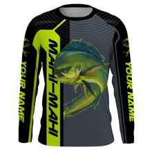 Load image into Gallery viewer, Mahi Mahi (Dorado) saltwater fishing custom name sun protection long sleeve fishing shirts jerseys NQS3873
