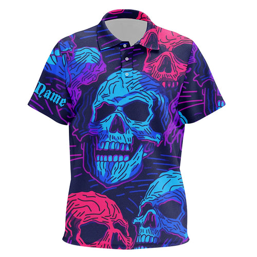 Colorful gradient skull pattern Kid golf polo shirts custom golf tops for Kid, best golf gifts NQS6522