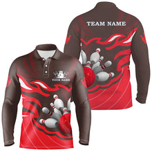Load image into Gallery viewer, Mens polo bowling shirt Custom bowling ball pins team league jersey, personalized bowling gifts| Red NQS6301