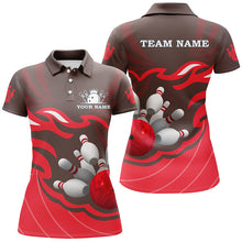 Load image into Gallery viewer, Women bowling polo shirt Custom bowling ball pins team league jersey, personalized bowling gift| Red NQS6301