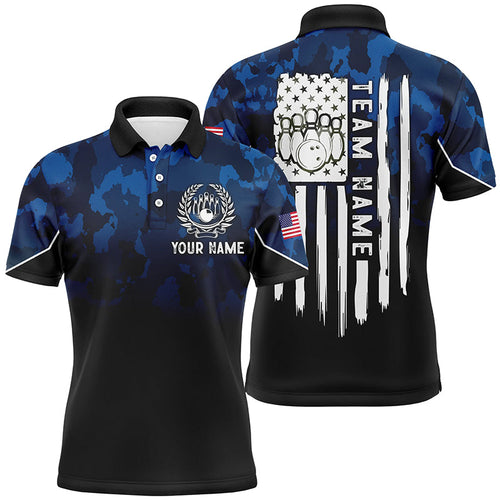 Black blue camo Mens polo bowling shirts Custom American flag patriotic bowling team league jerseys NQS6523