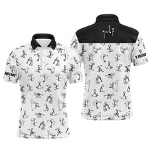 Load image into Gallery viewer, Men golf polo upf shirts custom name funny golf pattern, white polo shirt golf outfit men NQS4692