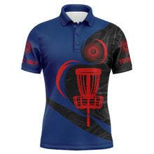 Load image into Gallery viewer, Disc golf basket Men polo shirts custom name disc golf polo shirts for men, disc golfing gifts | Blue NQS4694