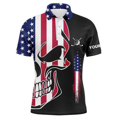 Mens golf polo shirts American flag patriotic custom skull golf shirts for men, best mens golf wear NQS6310