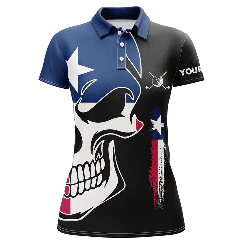 Womens golf polo shirts Texas flag patriotic custom skull golf shirts for women, ladies golf top NQS6311