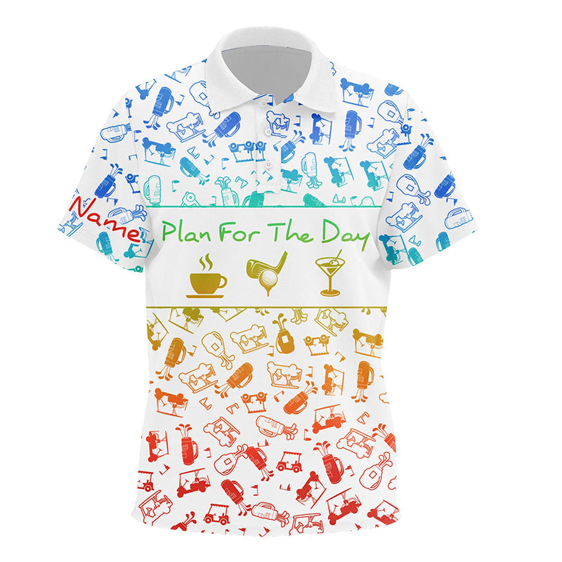 Rainbow gradient golf pattern Kid golf polo shirts custom coffee golf cocktail polo golf shirt for Kid NQS6786