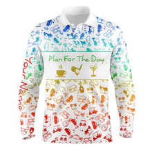 Load image into Gallery viewer, Rainbow gradient golf pattern Men golf polo shirt custom coffee golf cocktail polo shirts for men NQS6786