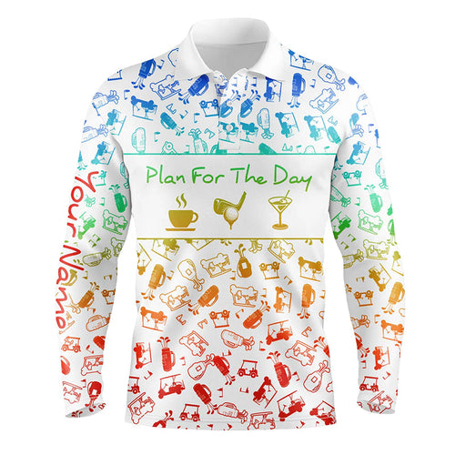 Rainbow gradient golf pattern Men golf polo shirt custom coffee golf cocktail polo shirts for men NQS6786