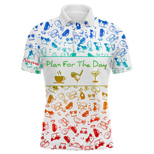 Load image into Gallery viewer, Rainbow gradient golf pattern Men golf polo shirt custom coffee golf cocktail polo shirts for men NQS6786
