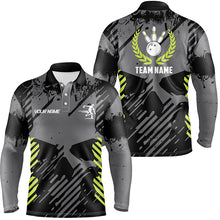 Load image into Gallery viewer, Black Skull bowling shirt for men custom bowling polo shirt bowling team skull league jerseys NQS6789