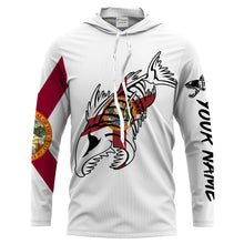 Load image into Gallery viewer, Fish reaper Fishing Florida Flag patriotic Customize Name long sleeves fishing shirts NQS2242