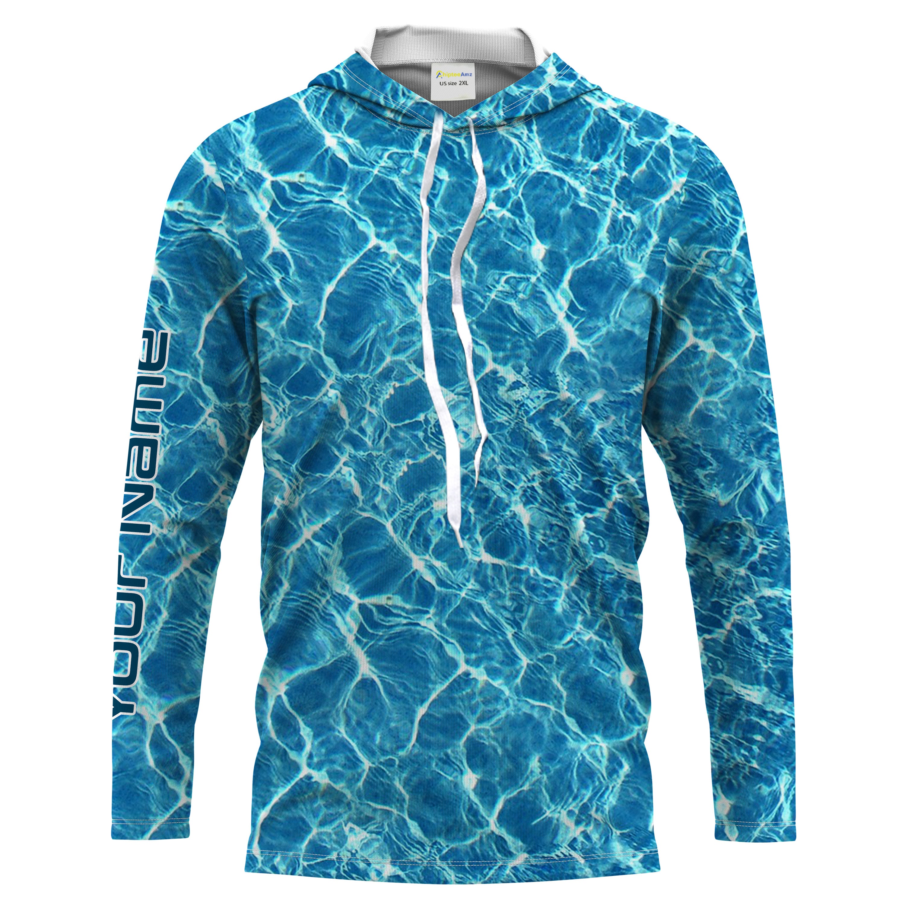 Custom Saltwater Long sleeve Fishing Shirts UV Protection, Blue