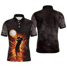 Load image into Gallery viewer, Mens golf polo shirts custom name flame golf ball light golf outfits men, personalized golf gifts NQS6796