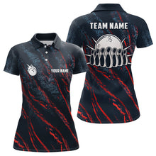 Load image into Gallery viewer, Blue and red camo bowling ball and pins jerseys Custom Team League Bowling Polo Shirts For Women NQS6554
