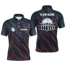 Load image into Gallery viewer, Blue and red camo bowling ball and pins jerseys Custom Team League Bowling Polo Shirts For Men NQS6554