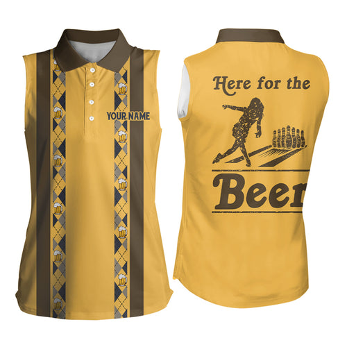 Personalized Yellow Retro Bowling sleeveless polo shirt custom Here for the beer bowling team jerseys NQS6567