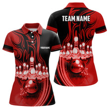 Load image into Gallery viewer, Bowling ball and pins Red light Custom Team League Bowling jerseys Polo Shirts For Women NQS6579