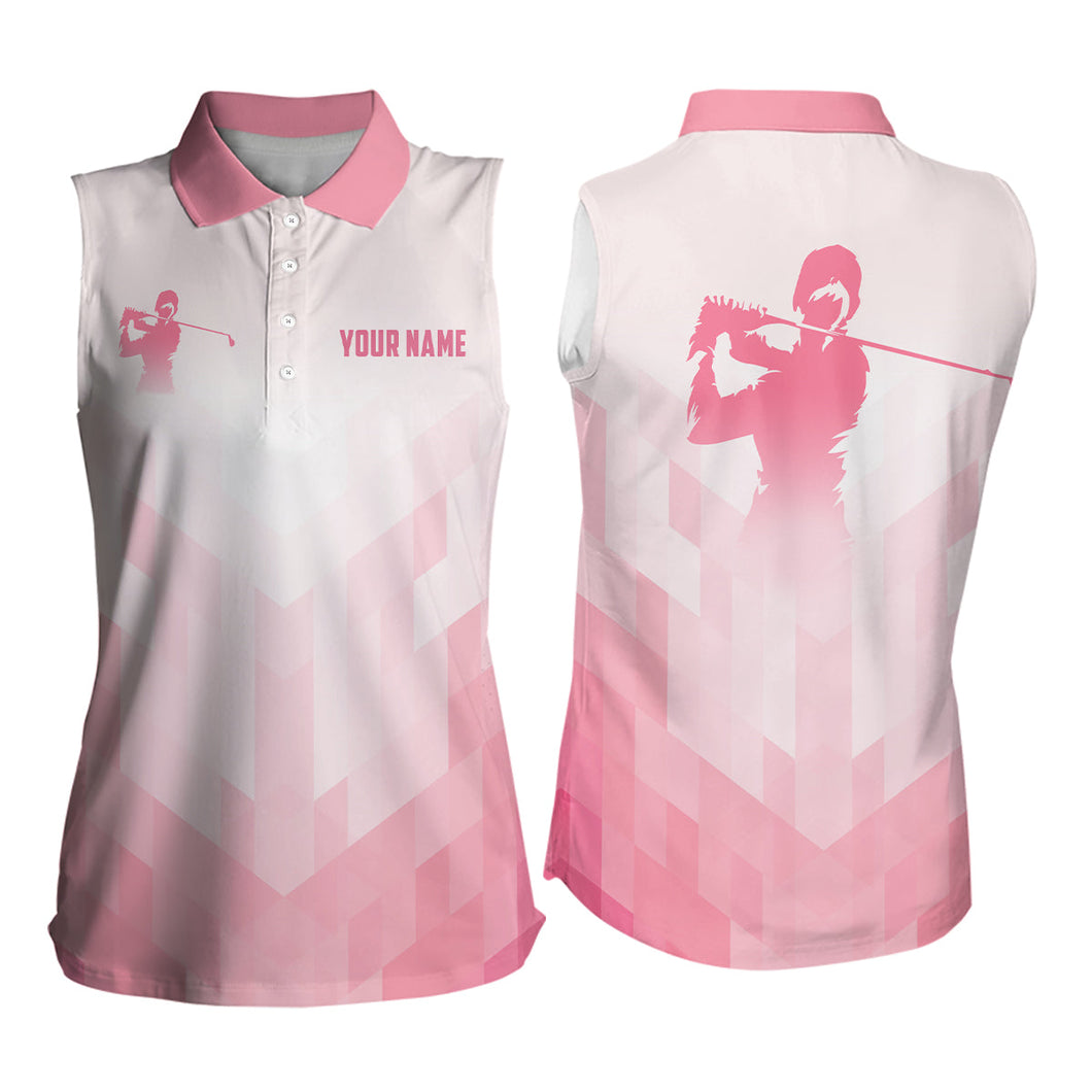 Pink golf shirts for women custom ladies sleeveless golf shirts, golf tops for ladies NQS6880