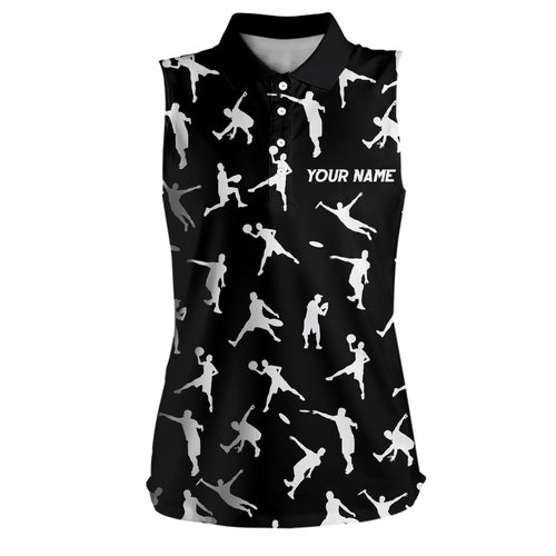 Black Womens sleeveless disc golf polo custom disc golf jerseys, disc team golf shirt for womens NQS6417