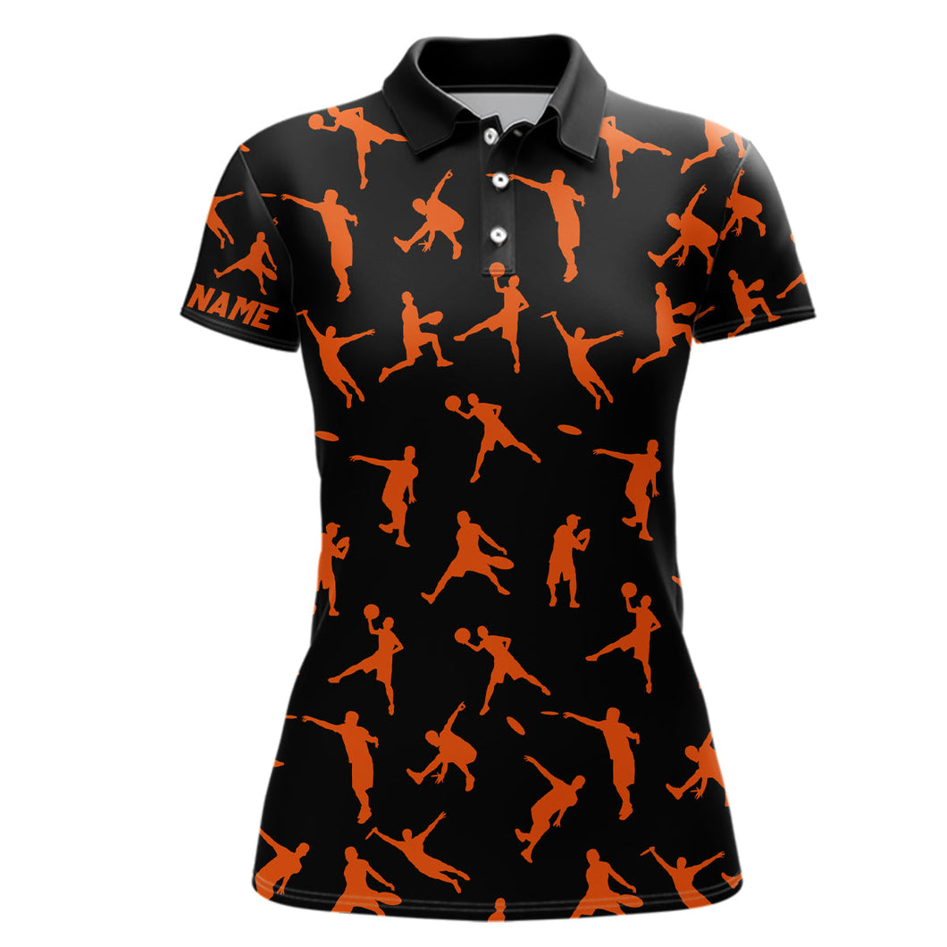 Black and orange Women disc golf polo shirt custom disc golf jerseys, disc golf shirt for ladies NQS6419