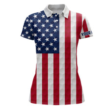 Load image into Gallery viewer, Womens golf polo shirt custom American flag golf ball polos shirt for ladies, patriotic golf gifts NQS6647