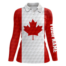 Load image into Gallery viewer, Womens golf polo shirt custom Canadian flag golf ball polos shirt for ladies, patriotic golf gifts NQS6648
