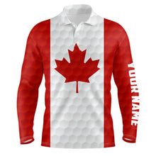Load image into Gallery viewer, Mens golf polo shirt custom Canadian flag golf ball polos shirt for men, patriotic golfing gifts NQS6648